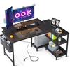 ODK Scrivania Angolare Reversibile, 120x80cm Scrivania Gaming a L con Porta di Ricarica USB e Presa di Corrente, Tavolo a L per Casa Ufficio, Nero