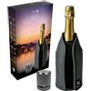 PEUGEOT - Bubbles Gift Set - Grey Heather Frizz Chiller + Line Carbon Champagne Stopper - Raffreddare champagne in 20 minuti - Sigillare e conservare bottiglie aperte ermetiche