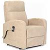 POLTRONE ITALIA Poltrona Relax Elettrica 2 motori, reclinazione indipendente schienale pediera seduta indeformabile microfibra elevabile alzapersona anziani disabili Cammello