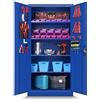 Jan Nowak Armadio per Officina Armadietto Porta Utensiliin Metallo con 4 Ripiani Parete Perforata Rivestimento a Polvere 185 cm x 92 cm x 50 (Blu)