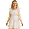 Aspire Grembiule da Cucina per Donna Grembiule da Cameriera con Volant in Cotone retrò Costume Vintage da Cameriera, Bianco