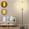 Yicenscoltd Lampada da Terra per Soggiorno con Lampadina E27 12W, LED Dimmerabile con 3 Temperature di Colore, Paralume in Lino, Interruttore a Pedale, Adatta per Camera da Letto, Lettura