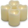 ToCi Juego de 4 velas LED marfil Ø 7 x 13 cm con función de temporizador, velas de cera auténtica sin llama con llama LED parpadeante