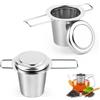 MXTIMWAN 2PCS Filtro da Tè, Infusore Tè in Acciaio Inox 304 Colino da Tè Extra Fine con Coperchio e Manici Pieghevoli, Infusore per tè Colino Filtro Tè per Tè Sfuso per Teiere e Tazze