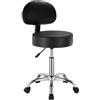 VEVOR Sgabello Girevole con Supporto per Schiena e Ruote, Capacità 204 kg, Sgabello Girevole Rotondo in Pelle, Sgabello Ispessita Regolabile in Altezza per Salone Spa Massaggi Clinica, Nero