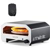 VEVOR Forno per Pizza da Esterno, Macchina per Pizza Portatile a Gas Propano da ca. 406 mm, con Rotazione Elettrica, Pietra Spessa, BorsaTrasporto, per Campeggio all'Aperto in Giardino, Patio