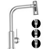 SREWOHS PRO Rubinetto Lavello Cucina con Doccetta Estraibile - SREWOHS PRO Flessibile Miscelatore Cucina G3/8 con 3 Tipi di Spruzzo, Monocomando Rubinetti per Lavelli da Cucina Orientabile a 360°,In acciaio inox
