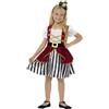 SMIFFYS Costume Pirata, da ragazza, deluxe, rosso e nero, con vestito e cappello Halloween