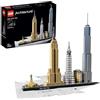 LEGO Architecture New York City, Set Modellino da Costruire della Collezione Skyline, Progetto Fai da Te di Kit Modellismo Adulti, Hobby Creativo con Monumenti, Idea Regalo Decorazione per Casa 21028