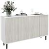 HOMCOM Buffet da cucina mobile da archiviazione 2 armadi con ripiani regolabili, 121 x 37 x 75 cm, bianco e effetto legno grigio