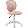 HOMCOM Sedia da Ufficio Ergonomica Girevole in Tessuto a Rete Traspirante Senza Braccioli, Altezza Regolabile, Rosa | Aosom Italy