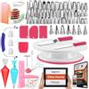 RFAQK kit pasticceria accessori | 200 PC piatto girevole per torte-48 beccucci sac a poche-7 consigli coreani con tabella dei modelli E.Book-altre decorazioni per torte accessori pasticceria