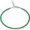 LUXURY MILANO Bracciale tennis Luxury Milano collezione Serena in argento rodiato con zirconi verdi. Lunghezza 16+2,5 cm.