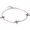 LUXURY MILANO Bracciale serena in argento con farfalle e zirconi fucsia e viola