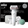 Braun Silk-épil 9 SkinSpa Epilatore Elettrico Donna Con Testina Flessibile Per Una Epilazione Semplice, Wet & Dry, Pelle Liscia a Lungo, Idea Regalo, 9-080, Bianco/Rosa