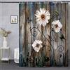 Miffrank Tenda da doccia rustica in tessuto grigio floreale tenda da bagno 12 ganci farfalla margherita American Country Farm Style 183 x 182 cm