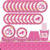 ZOOMPIL ZOOMIL Stoviglie per Feste Cowgirl, Stoviglie di cowgirl, Include Tovaglie, Bicchieri di Carta, Piatti, Cannucce, Tovaglioli, Decorazione Festa di Compleanno, per Baby Shower - 8 Ospiti