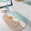 DEXI Tappeto Bagno Antiscivolo 54 x 86 cm, Tappetino Bagno Super Assorbente, Forma Ovale con Motivo Stelle Marine, Lavabile in Lavatrice, Decorazione Stile Marino per Doccia, Beige