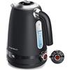 Aigostar Bollitore Elettrico Temperatura Regolabile Acciaio Inox 1,7 Litri Nero - Bollitore Acqua Elettrico 2200W, Funzione di Mantenimento in Caldo, Senza Plastica All'interno, Senza BPA