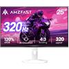 Amzfast Monitor Gaming 25 Pollice - 320Hz (DP), FHD 1920x1080, 1 ms MPRT, Fast IPS, sRGB 120%, 16:9, HDR, Adaptive Sync, Eye-Care, HDMI 2.0/DP 1.4, Bianco - AMZG25F6F