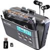 KLIM K7 Cassette Player - Convertitore Cassette MP3 - Lettore Cassette Audio Portatile - Microfono e Altoparlante Incorporati - Batteria Ricaricabile - Auricolari - Scheda SD da 16 GB - Cenere