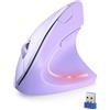 TECKNET Mouse Verticale, 4800 DPI Mouse Wireless Ergonomico, Protegge Il Braccio, Mice Senza Fili 6 Pulsanti per PC, Computer Portatile, Mac, Viola
