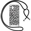 ZhuoFan Custodia con Cordino per iPhone 16 Plus 6,7, Trasparente Aesthetic Modello Leopardo Disegni Cover con Collana Nero Antiurto Case Regolabile Cellulare Girocollo per Femmina, 03