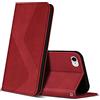 ZONNAVI Cover per iPhone SE 2022 / SE 2020/8 / 7, Flip Custodia Pelle PU con [Slot Cart] [Supporto Stand] [Magnetica], Cover a Libro Portafoglio per iPhone SE 2022 / SE 2020/8 / 7 (Rosso)
