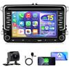 Motorsi 4+64G DAB Autoradio per VW Seat Altea Toledo Leon con Type-C/Wireless Carplay e Android Auto, 7 Radio Stereo per Auto Bluetooth con Navigazione GPS/WiFi/RDS/Hi-Fi/EQ+AHD/CVBS Telecamera