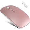 Azmall Mouse Wireless Bluetooth 5.2/3.0 + 2.4G USB-A/C - Ricaricabile USB-C, Click Silenzioso, 3 DPI (800/1200/1600), Jiggler Integrato - per iPad, MacBook, Laptop e PC Windows