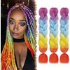 FESHFEN Treccia Africane Extension - 3 Pezzi Treccine Finta Capelli Kanekalon Sintetici Braiding Jumbo Extensions per Box Crochet Twist, 60 cm Viola/Blu/Giallo/Arancione