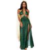 Bauzuoyo Vestito da ballo da donna per Halloween, costume da cosplay egiziano, sexy, dea greca antica, giochi di ruolo romano, costume di carnevale, senza maniche, scollo a V, per feste, verde, S