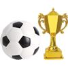 VICASKY Decorazione per torta da calcio, decorazione per ragazzi, trofeo, mini trofeo, palline, plastica, tazza da calcio, trofeo, decorazione, 10 pezzi, festa di compleanno a tema sportivo