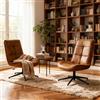 MEUBLE COSY Poltrona Relax da Salotto Set di 2, Sedia Girevole Moderna con Schienale Reclinabile, Altezza Regolabile, Pelle Scamosciata, Gambe in Metallo, Marrone