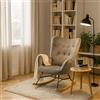 MEUBLE COSY Poltrona Relax, Sedia a Dondolo Confortevole in Velluto con Gambe in Legno e Metallo per Soggiorno