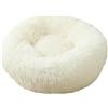 munufe Cuccia per cani e gatti a forma di ciambella, morbida e soffice, auto-riscaldante, lavabile, con fondo antiscivolo, taglia media, per gatti e cani (bianco, 40 cm)