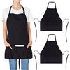 Jubatus Confezione da 2 3 tasche 100% cotone regolabile Grembiule da cucina Chef Grembiule da cucina per donne e uomini, nero
