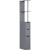 HOMCOM Mobiletto ausiliario per bagno moderno Mobiletto ausiliario per bagno con 2 ripiani 2 cassetti e 1 anta antiribalta 15x33x136,5 cm Grigio