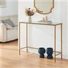 [en.casa] Tavolo a Consolle da Ingresso 100 x 30 x 80 cm Tavolo Stretto con Piano di Appoggio in Vetro e Telaio in Metallo per Corridoio Soggiorno - Color Oro/Trasparente