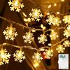 MUSUNIA Catena luminosa con fiocco di neve, 5 m, 50 LED, alimentata a batteria, con timer, per San Valentino, Natale, matrimonio, compleanno, feste, camera da letto, interni (bianco caldo)