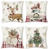 Bonhause Federe per Cuscini Natale Inverno 45 x 45 cm Renna Guanti Alberi di Natale Camion Rosso Plaid Federa per Cuscino Divano Letto Casa Decorazione Set di 4