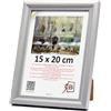 3-B MORI Cornice portafoto in legno, argento, 15 x 20 cm, con vetro acrilico