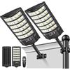 LEKIA Lampione Solare LED Esterno, Potente 6000K Luce Solari da Esterni con Sensore di Movimento e Telecomando, Lampada Solare Illuminazione di 320° Faro Stradale con per Giardino, Strade - 2 Pezzi