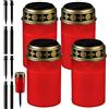 Vegena Lumini Cimitero LED, Lume Funerale a LED, Lumino Cimitero Impermeabile, 4 Pezzi Lumino Led per Cimitero, Lumini Cimitero Led Batteria, Lumino Elettrico per Cimitero per Cimitero