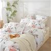 YASMENG Copripiumino 220 x 240 fiori fantasia rosa grigio bianco floreale set di morbido microfibra letto matrimoniale biancheria da letto matrimoniale adulto con cerniera con federe 65 x 65 cm