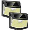 TECKNET Lampade Solari per Esterni con Sensore di Movimento [2 Pezzi] 248 LED Lampade Solari 3 Modalità 300° IP66 Lampada Solare Impermeabile per Esterni Lampada da Parete per Giardino Parete Colonna