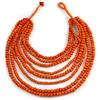 Avalaya Collana multifilo con perline in legno, stile bavaglino, arancione, lunghezza 40 cm, lunghezza 70 cm, Misura unica, Legno, Nessuna pietra preziosa