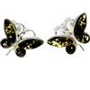 SilverAmber Jewellery UK - Orecchini a farfalla in argento 925 e ambra baltica naturale - 8494, Argento, Ambra