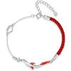 Qings Bracciale Carpa Koi Donna in Argento Sterling 925 Bracciale Regolabile Cordino Rosso Portafortuna Regali di Gioielli per Compleanni