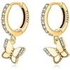 MARLION JEWELS Orecchini cerchio da donna in argento 925 con zirconi e farfalle decorative. Set Orecchini da donna cerchio con finitura in argento sterling o oro (Placcato oro)